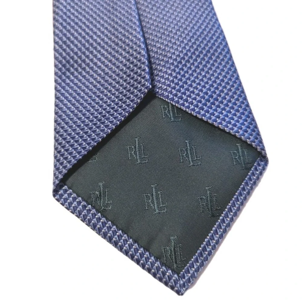 Lauren Ralph Lauren‎ Men's Navy Blue Patterned 100% Silk Tie Geometric Handmade